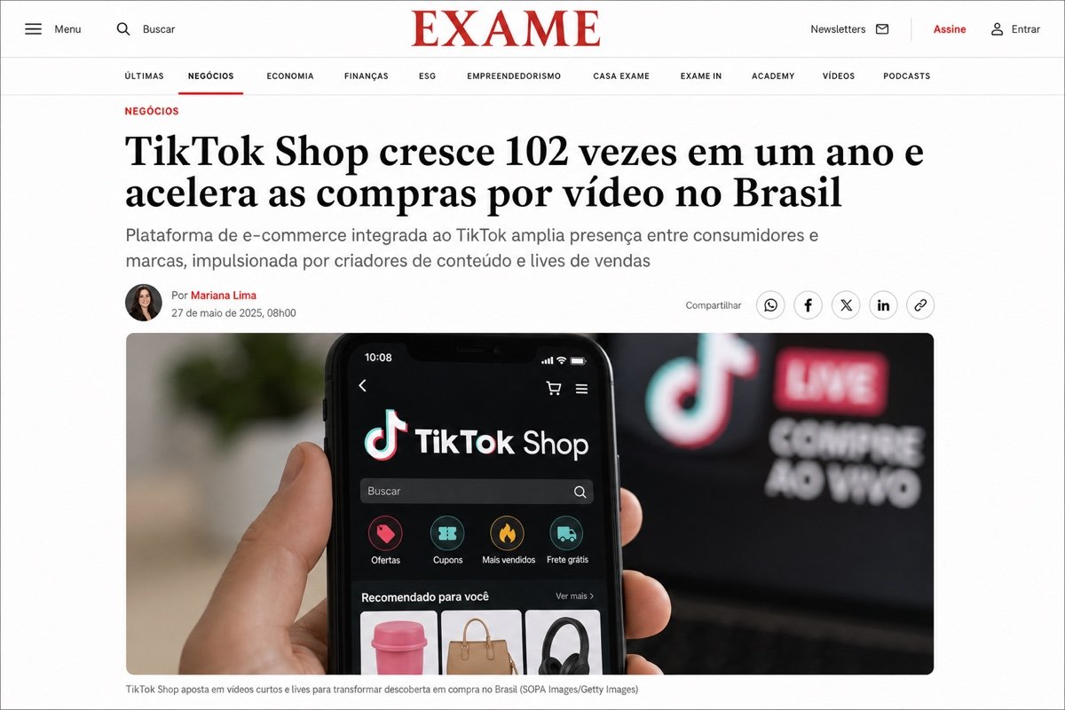 Matéria da Exame sobre o crescimento do TikTok Shop